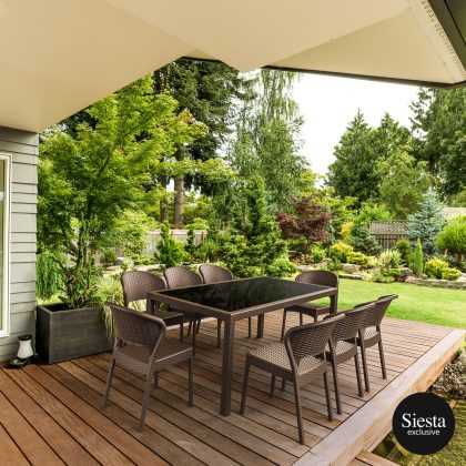 Tahiti 6 Seater Resin Rattan Dining Setting with Daytona Chair