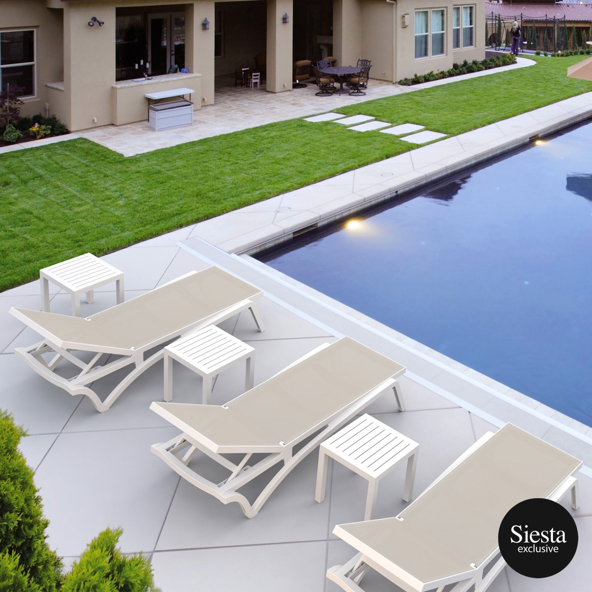 6 Piece Package Pacific Sun Lounger Ocean Side Table