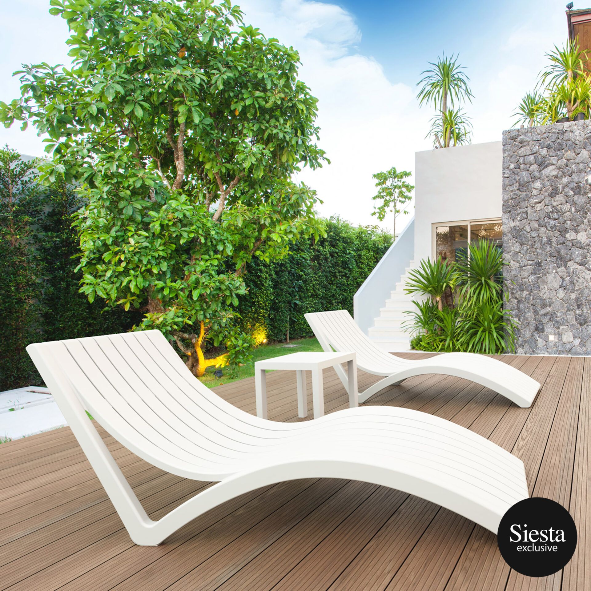 3 Piece Package Slim Sun Lounger and Ocean Side Table - Image 12