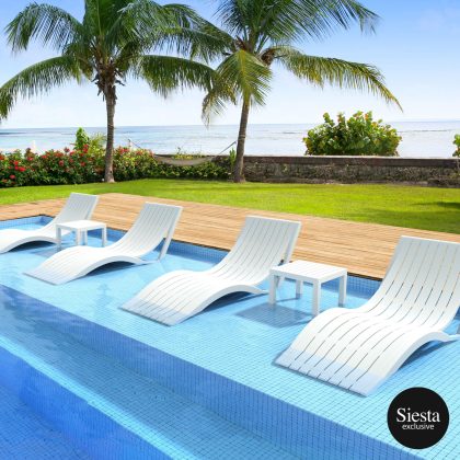 6 Piece Package Slim Sun Lounger and Ocean Side Table