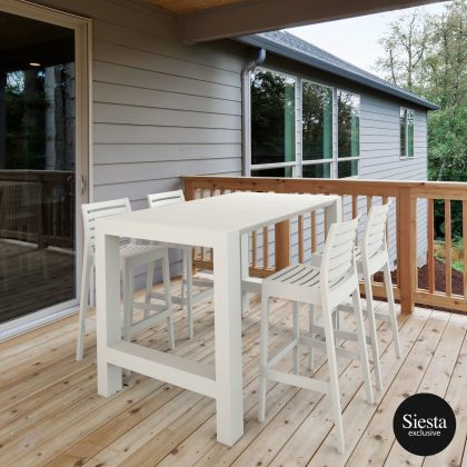 5 Piece Outdoor Bar Table Setting with Ares Barstools